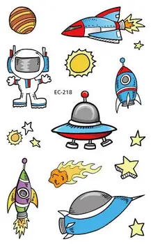 

Waterproof Temporary Fake Tatoo Kids Tattoo Sticker Space Rocket Satellite Alien Tatouage Flash Tatto Tattoos For Child Boy Girl