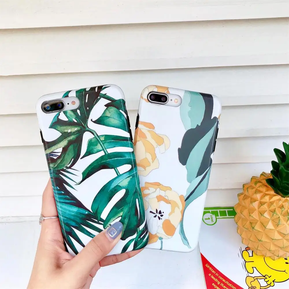 

Flowers Banana Leaf Phone Case For iPhone XS Max XR 6 6S 7 8 Plus X Retro Style Flower Floral Soft mobile Phone Back Cover capa