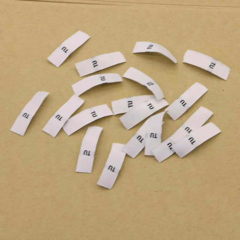 

50PCS 1*3.5CM High quality White TU Size Polyester Cloth Garment Clothing Woven Tags & Tags For Clothes Bags Shoes Accessories