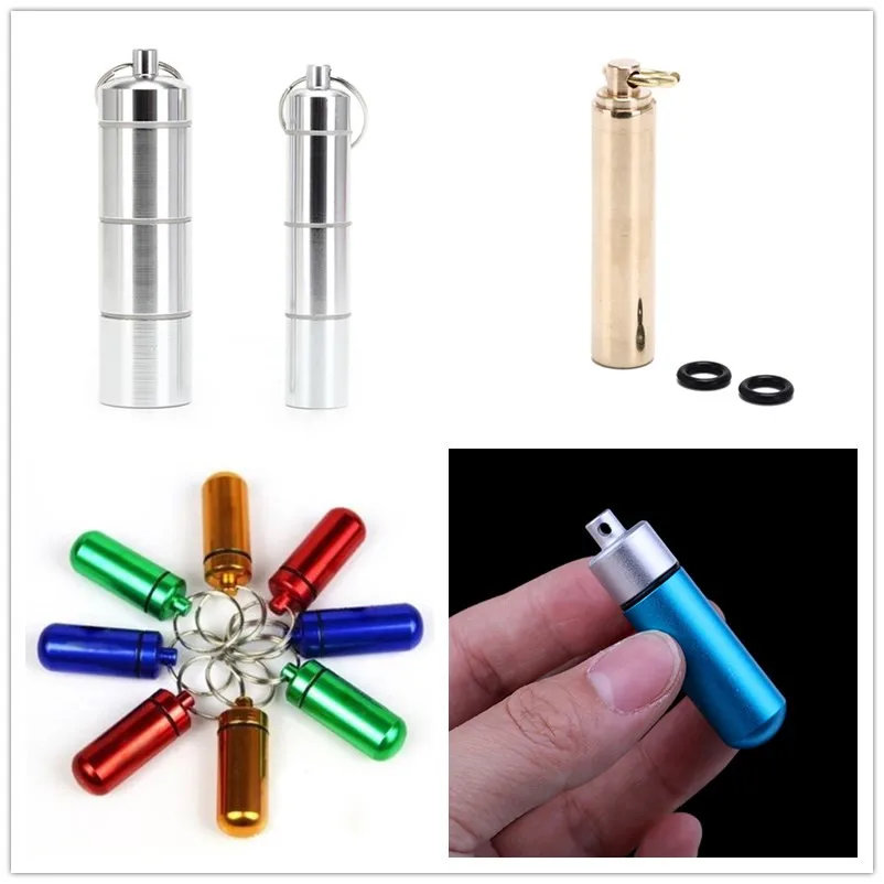

1PCS Worldwide Keychain Pill Box WaterProof Aluminum Drug Pill Cases Bottle Holder Container For Medicines Pillbox