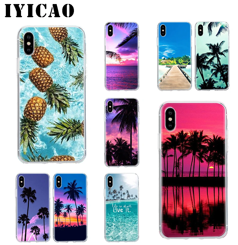 

IYICAO Beach Sea Landscape Hard Case Cover Shell for iPhone 4 4s 5 5s Se 6 7 7plus 8 8Plus X XS MAX XR 6s Plus