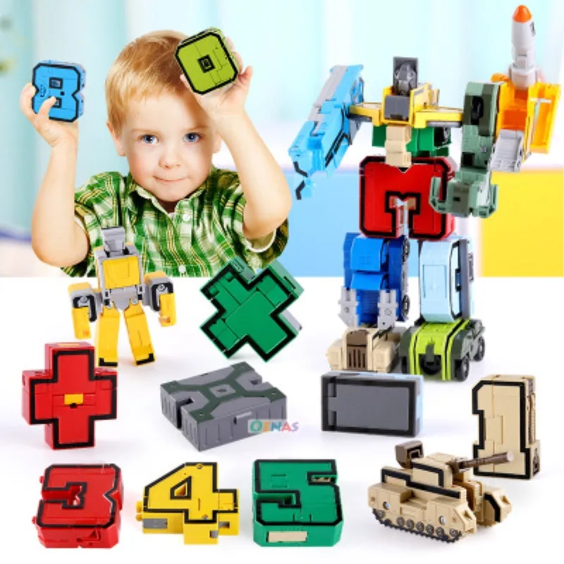 

15PCS Assembling Building Blocks Educational Toys Action Figure Transformation Number Robot Deformation Robot Toy for Children