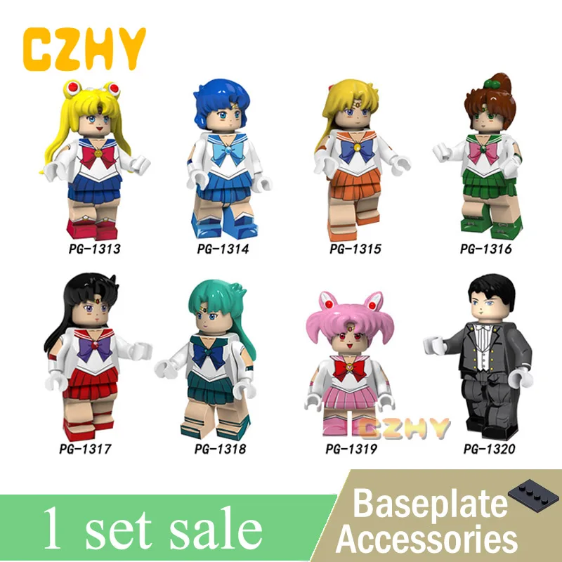 

Sailor Moon Building Blocks Bricks Action Figures Dolls Month Hare Mizuno Ami Muye Zhenqin Kids Toys For Children PG8156