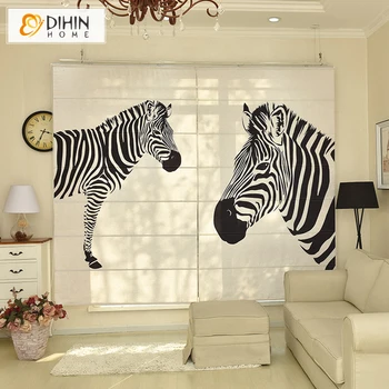 

DISHIN Included Curtains Cartoon Children Zebra Animals Linen/Cotton Material Roman Shade Blinds Finished Curtain Free Shipping