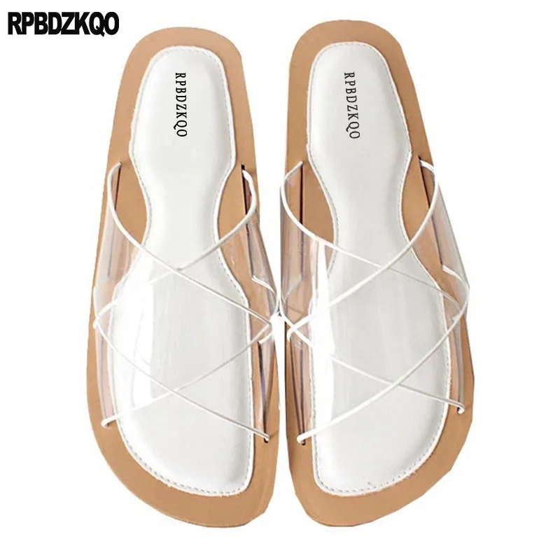 

Open Toe Slippers Shoes Beach Designer Sandals Women Luxury 2018 Slides White Summer Lady Flat Pvc Slip On Transparent Harajuku