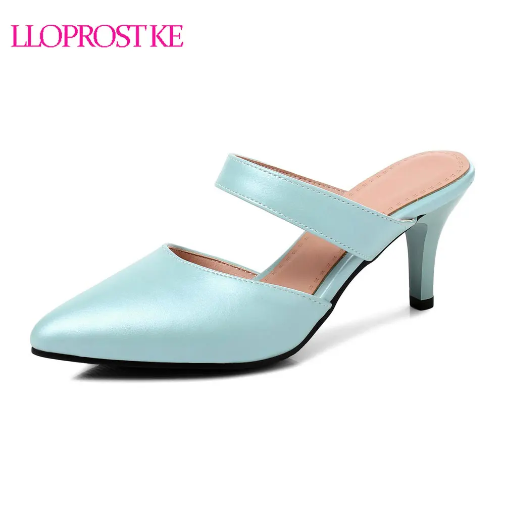 

Lloprost ke New Fashion Woman Shoes Sexy Thin High Heel Pointed toe Mules Shoes Ladies Female Sandals Slippers Blue Yellow MY509