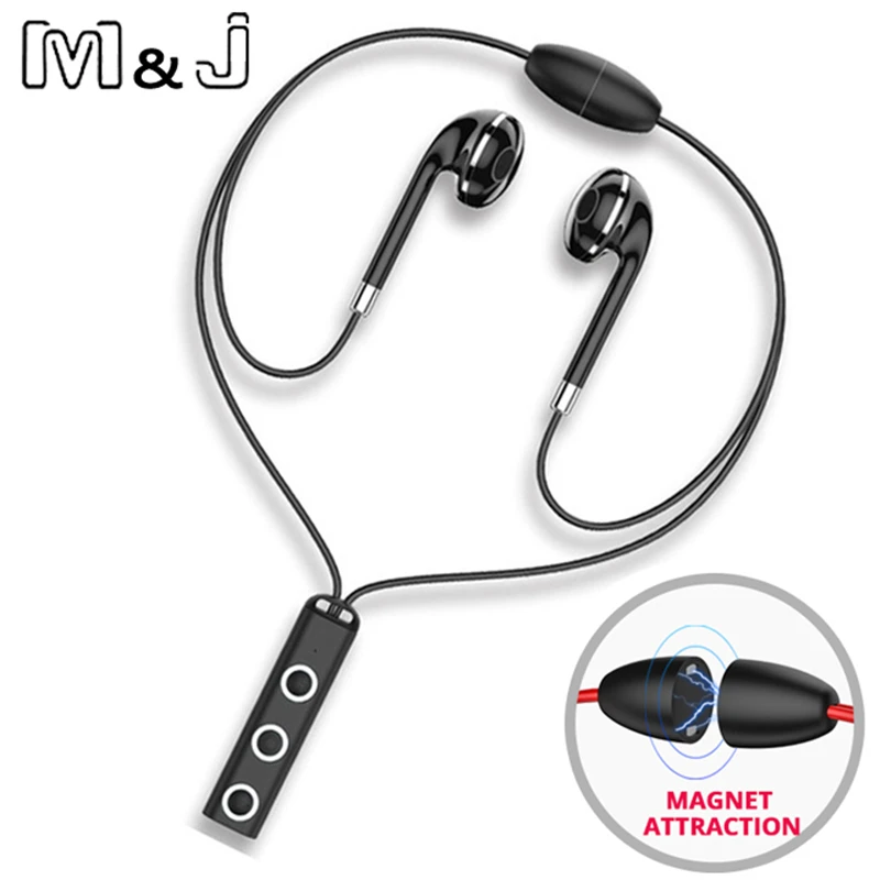 M&J 313 Magnetic Wireless Bluetooth Earphone Fone de ouvido For Phone iPhone Samsung Neckband Ecouteur Auriculares