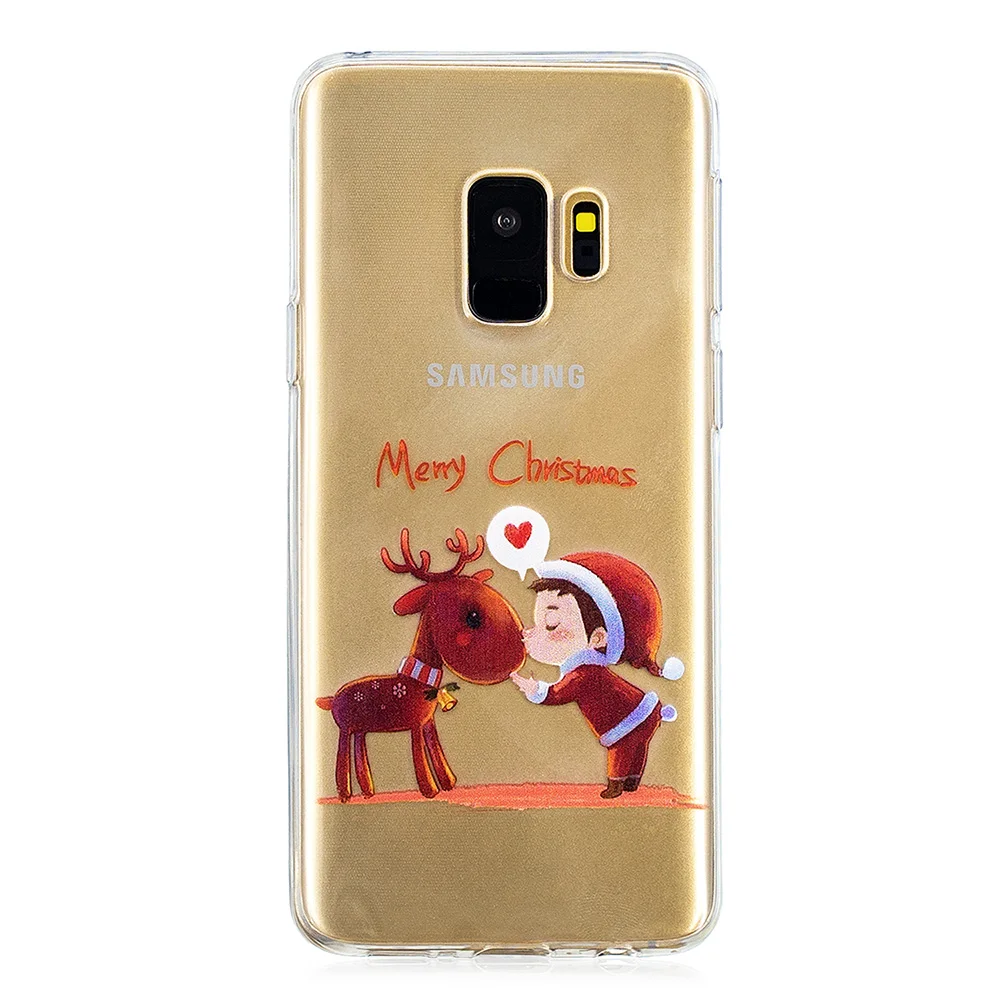 KSAM1002D_1_JONSNOW Phone Case For Samsung Galaxy S9 Cartoon Christmas Painted Clear Soft Cases