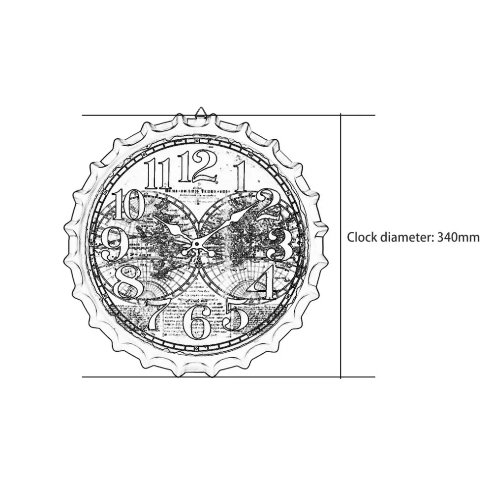 Классические настенные часы 34 см с крышкой для бутылки пива и соды в винтажном Европейском стиле, металлические настенные часы для ресторана, бара, дома, кофейни, Декор