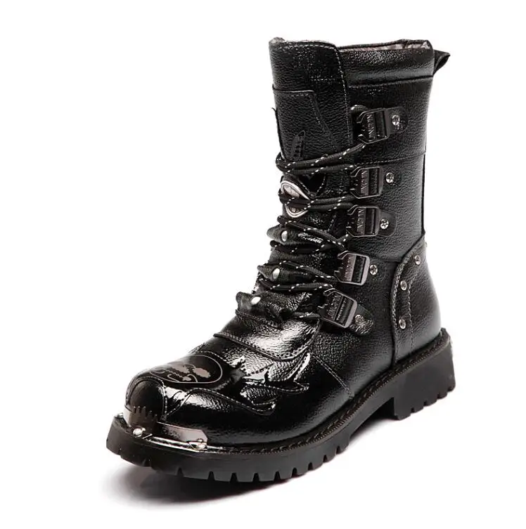 

2018 new men boots top pu winter plush outdoor desert shoes motorcycle boots Retro design fashion 37-45 plus size