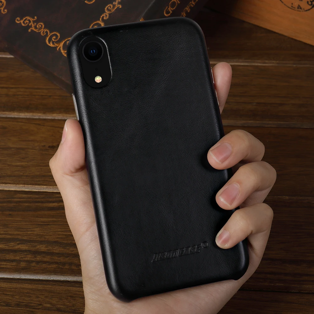 Jisoncase Чехол для телефона для iPhone XR Натуральная кожа Защитный чехол для iPhone XR 6,1 дюймов Роскошные Металлические Кнопки Мода Новинка