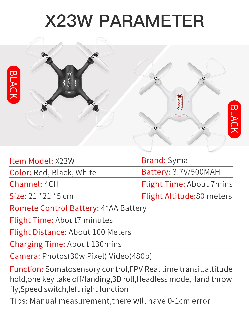 Вертолет SYMA RC X23W fpv-квадрокоптер Wifi передача в реальном времени Безголовый модель Дрон Профессиональный с камерой