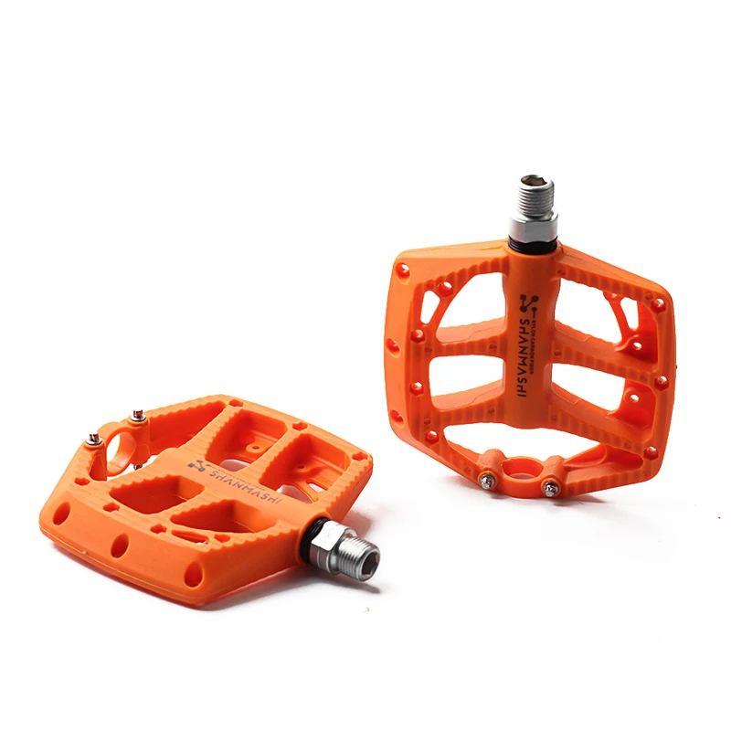Orange Bikein для велосипеда MTB нейлон Плоские Педали велосипед герметичный Подшипник педали с противоскользящие шпильки Сверхлегкая педаль - Цвет: Orange