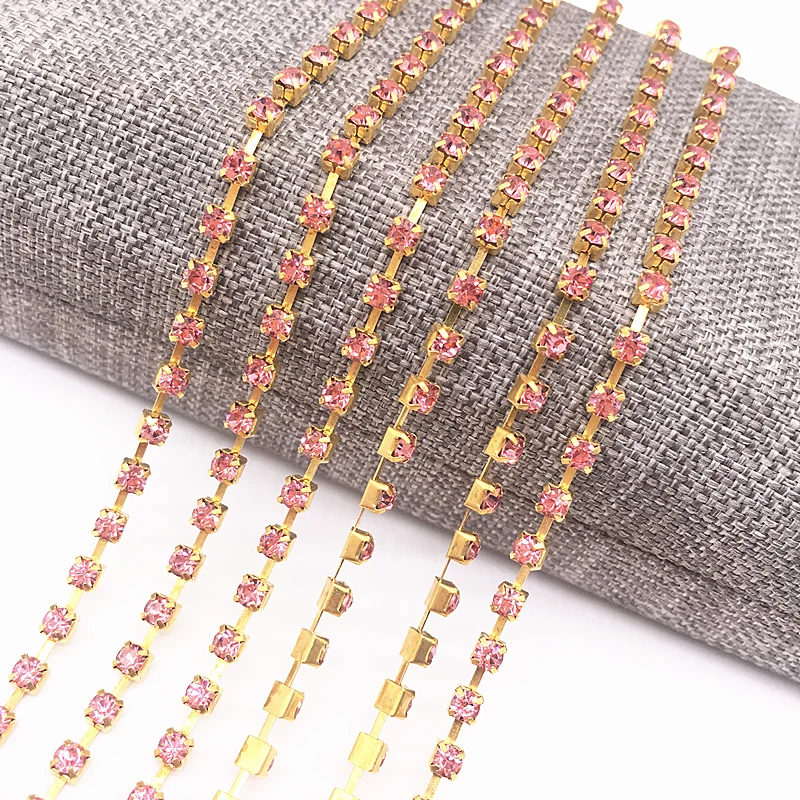 Стразы Cystal Trim 1 ряд ярд SS12(3 мм) редкая чашка цепочка с золотым/серебряным
