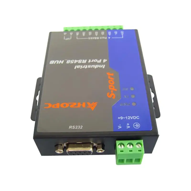 Industrial grade isolated bidirectional 4 port RS485 hub 4 way 485