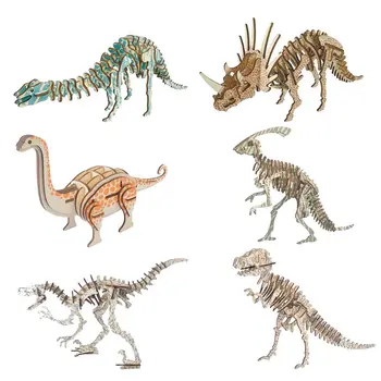 

Simulation 3D Dinosaur Model Wood Assemble Jigsaw Disassemble Puzzle Kids Intelligence Educational Toys Children Gift