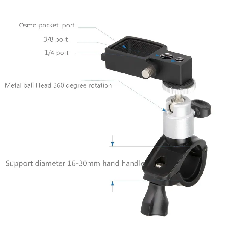 Osmo pocket Bicycle Clip diameter 16-30mm hand handle mounts Handheld Gimbal Stabilizer Holde for dji osmo pocket camera  1 (1)