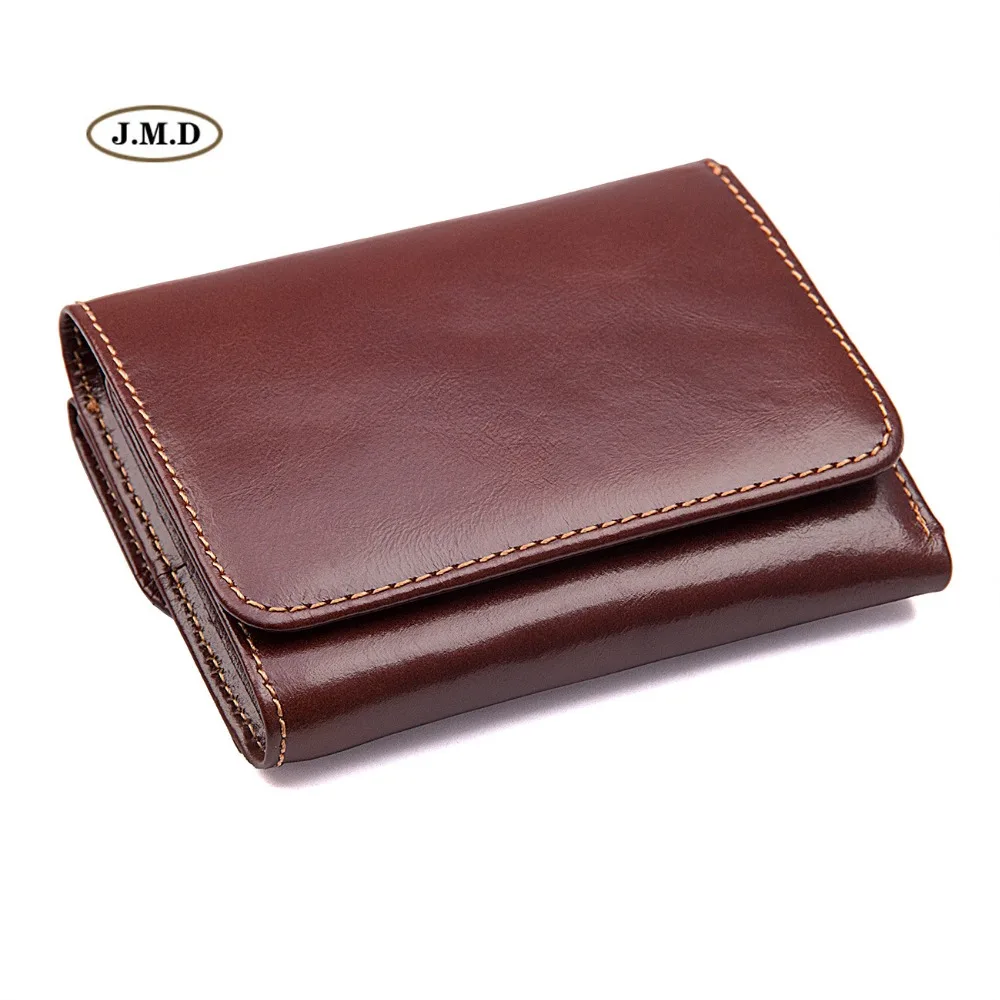 

J.M.D New Arrivals Genuine Leather Short Purse Brown Color Photo Holder Card Holder Fashion Wallet Money Holder Purse R-8106B