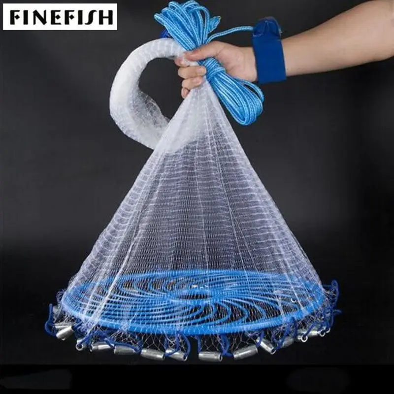 

Finefish 2.4-7.2M USA Cast Net Easy Throw Catch Fishing Net Outdoor Hunting Hand Throw Network Small Mesh Fly Trap network Ring