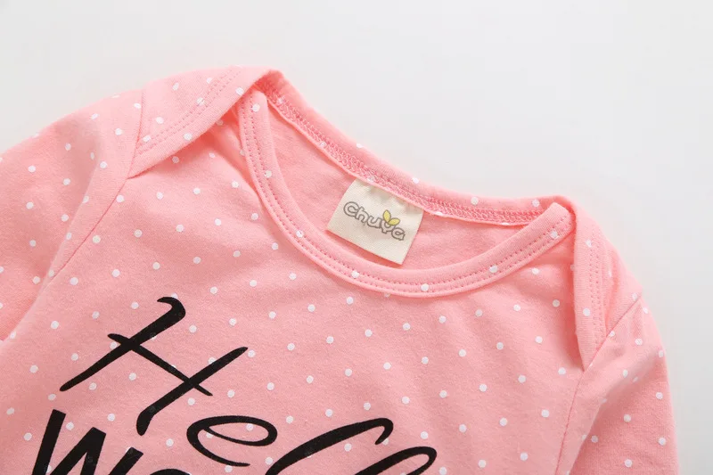 Комплекты одежды для новорожденных из 4 предметов комбинезон с надписью «Hello world»+ штаны с черной розой+ шапочка+ повязка на голову, одежда для маленьких девочек