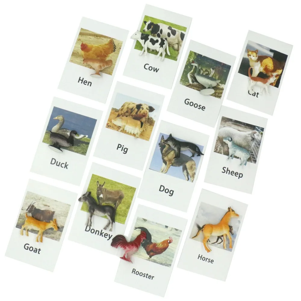 Монтессори САТАРИ животные матч карты и фигурки животных языковые материалы Монтессори обучающая игрушка для малышей B1466T
