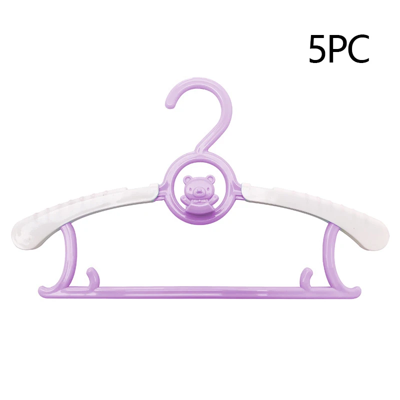 10 шт., выдвижные плотные детские вешалки, прочная детская одежда, Полка для сушки с рисунком, не скользящие вешалки для взрослых - Цвет: Purple-5pc