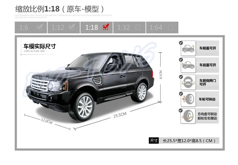 Подарок на год RR 1/18 большая модель автомобиля металлический автомобиль внедорожник переднее украшение сплав роскошный подарок Мужская коллекция штампованные инерционные игрушки