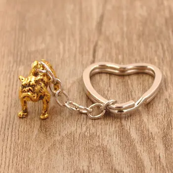 

2019 New English Bulldog Animal Gold Silver Plated Metal Pendant Keychain For Bag Car Women Men Girls Boys Love Jewelry
