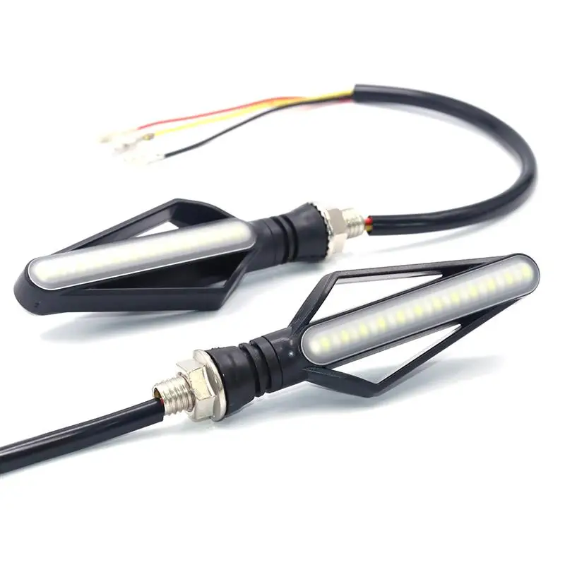 white yellow Onever 1 пара двухцветный тормозной светильник, мотоциклетный сигнальный светильник, сигнал поворота, сигнал поворота, дневной мигающий светильник, тормозной светильник - Цвет: white yellow