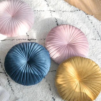 

DUNXDECO Pumpkin Pillow Decorative Cushion Modern Art Soft Plain Velvet Room Sofa Chair Bedding Round Coussin Decorating