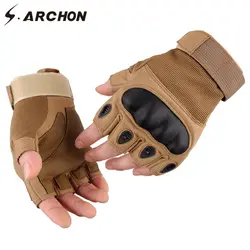 S. ARCHON Army Fight тактические перчатки на половину пальцев мужские защитные оболочки карбоновые страйкбол военные рукавицы Пейнтбол Стрельба