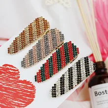 Новое поступление корейская мода Стразы полосы буквы цветная шпилька женские аксессуары для волос Инструменты для укладки волос 1 шт