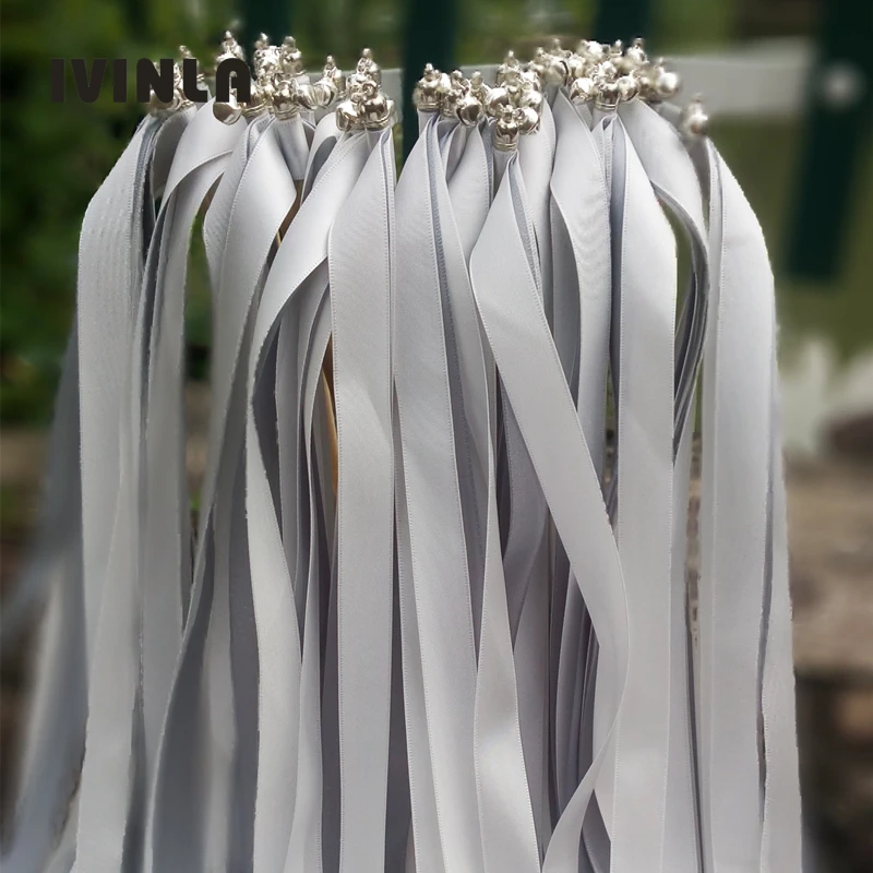 Новые 50 шт./лот белый серый пятно ленты Свадебные палочки с Щепка колокола Для Свадебные украшения