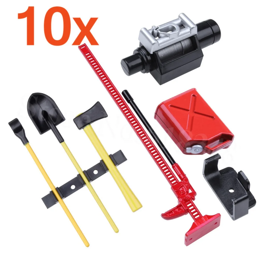 10 Sets 110 RC Crawler Accessories Fuel Tank Winch Jack Tools Kit for