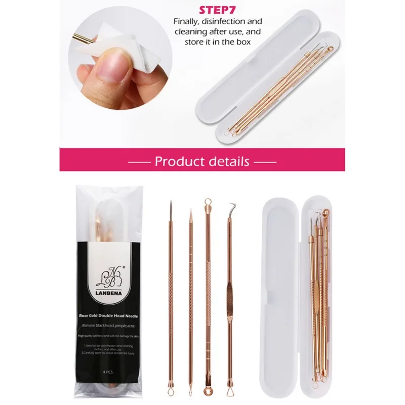 Игла для удаления чёрных точек прыщей 4 шт./компл.|needle blackhead|pimple needleacne needle |