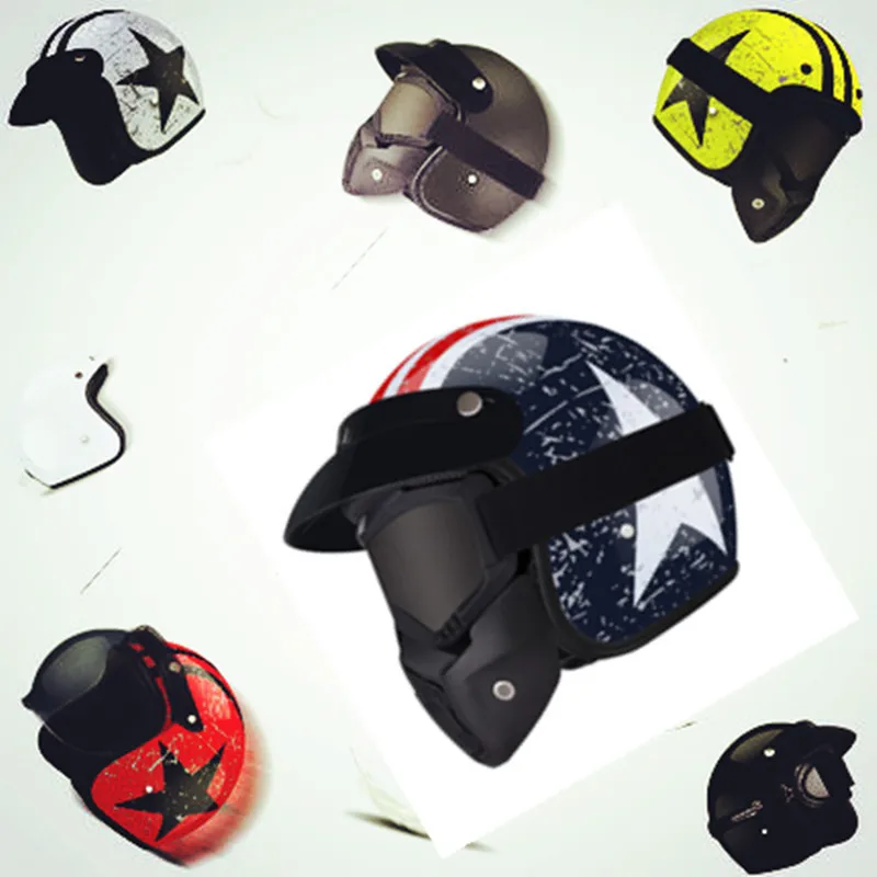 

2019 HOT SELL motorcycle helmet jet open face helmet Captain star cascos para moto vintage harley pilot cafe racer helm summer