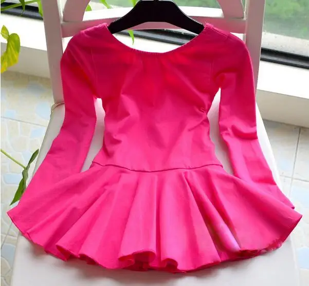 Детская одежда для балета и танцев для девочек ростом от 110 до 150 см, платье для катания на коньках трико с юбкой, комплект одежды розовый, розовый, синий, с короткими рукавами - Цвет: Красный
