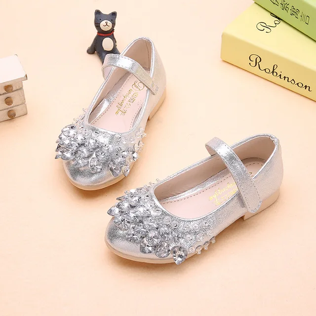 Children Rhinestone Kids Girls leather Shoes Spring Crystal Princess