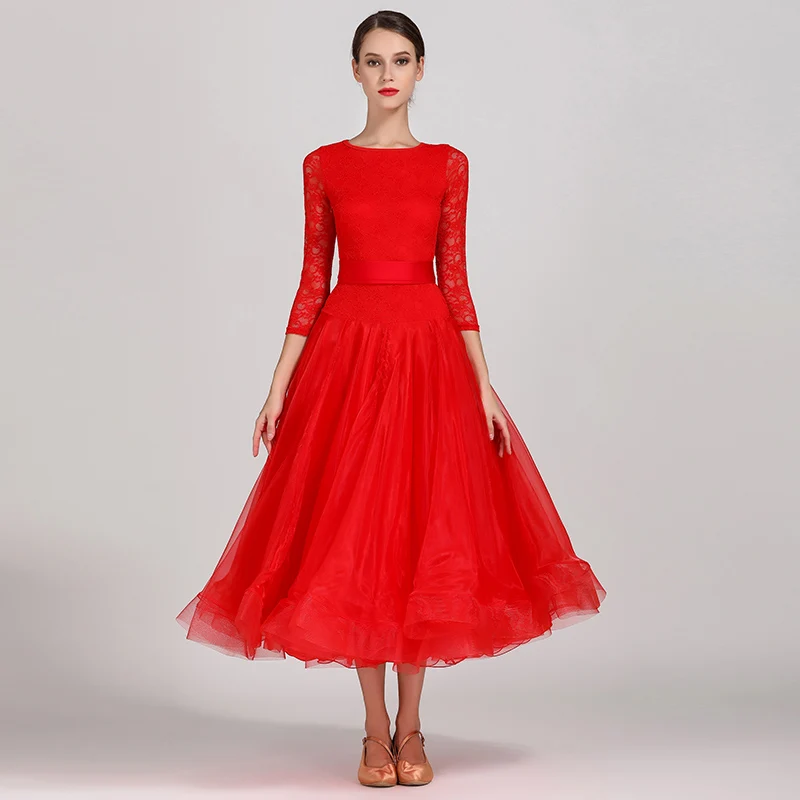 Abiti da competizione per ballo da sala da ballo in pizzo trasparente da  donna abiti da valzer abito da ballo Standard Rumba per abito da ballo|Ballroom|  - AliExpress