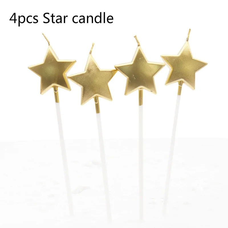 Gold/Sliver Love Letter candles Romantic wedding cake decoration star heart candle birthday party DIY curve paraffin candle - Цвет: Gold star