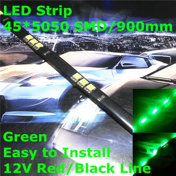 

Stock Shipping New 12V Car LED Decoration Soft Strip 900mm Green Color(45*5050 SMD) For Car Out/In Door Signal Atmosphere Light