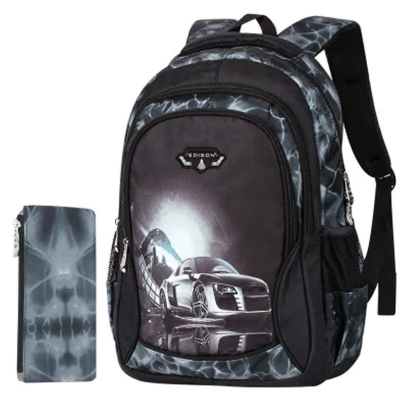 

Backpacks for Little Boys printing Black Cool car School Bags for Kids Cool Lightweight BackPack for Children Traveling Bookbags