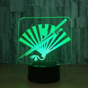 

Japan Knife And Fan 3d Lamp 7 Color Led Night Lamps For Kids Touch Led Usb Table Lampara Lampe Baby Sleeping Nightlight