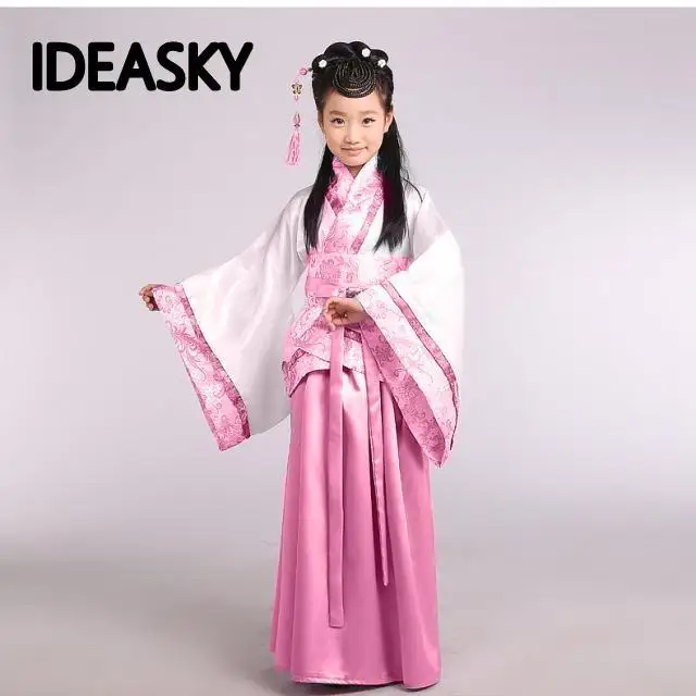 Chinese Kids Girls Princess Dress Hanfu Tang Dynasty Skirts Dramaturgic Costume