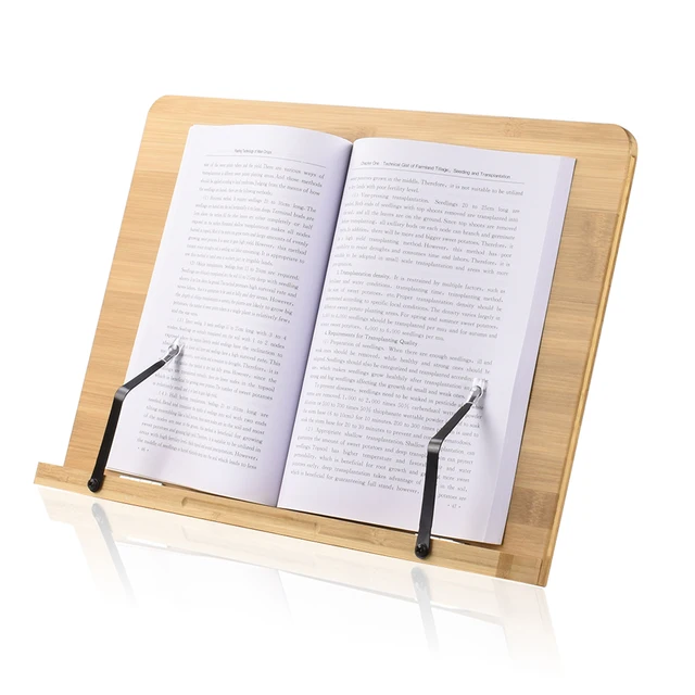 Adjustable Bamboo Book Stand Foldable Desktop Reading Holder for Music