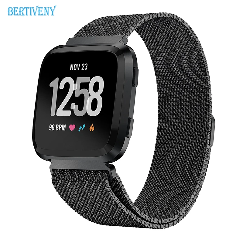 Milanese Loop band for Fitbit Versa Stainless Steel Strap Adjustable Magnetic Clasp Metal Replacement Bracelet Wrist Watchband