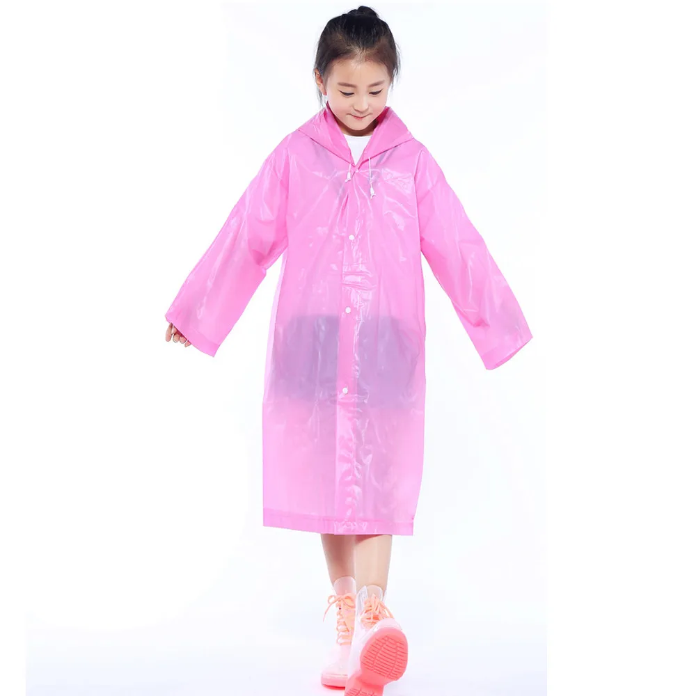 1 шт. портативные многоразовые плащи для детей, ветрозащитные дождевые пончо для детей 6-12 лет - Цвет: Pink