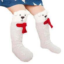 1 пара осенне-зимних утепленных носков для малышей Нескользящие Детские носки из кораллового флиса с объемным рисунком