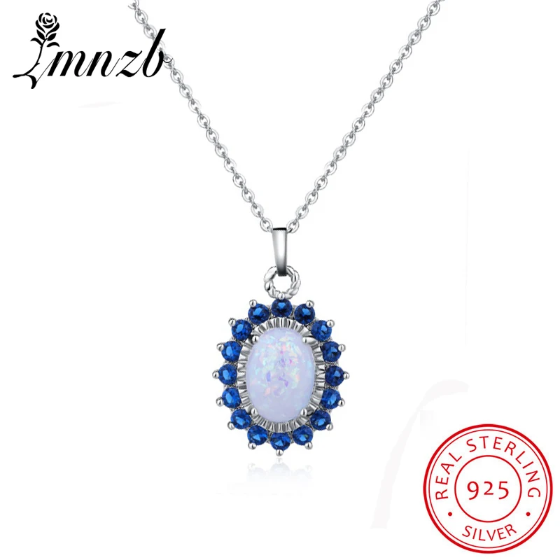 

LMNZB Fire Opal Pendant Necklace For Women 925 Sterling Silver Necklace Elegant Natural Stone Fashion Jewelry Gift Collier LN017