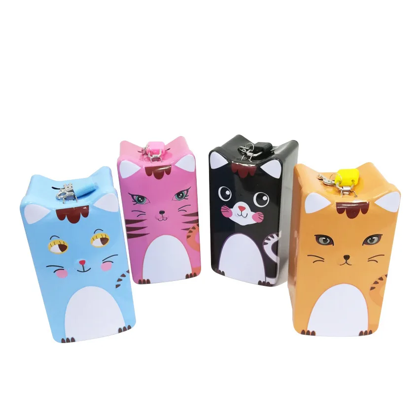 

1PC Cute Cat Square Piggy Bank Logbook Series Tin Plate Box Money Saving Pot Coin Box Jewelry Box Storage Tank Gift LG 003